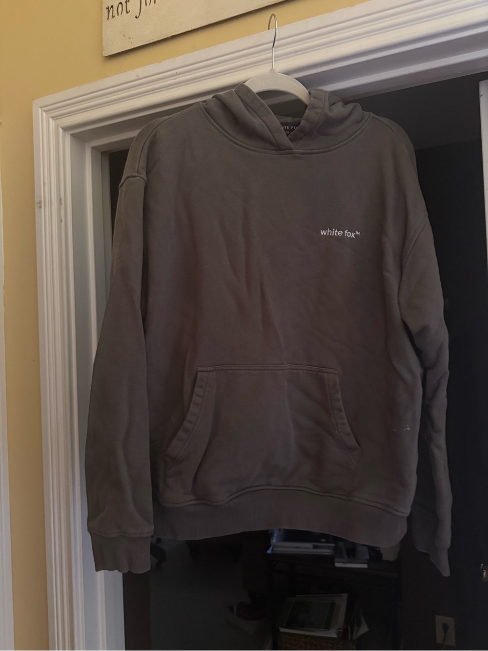 White fox hoodie grey